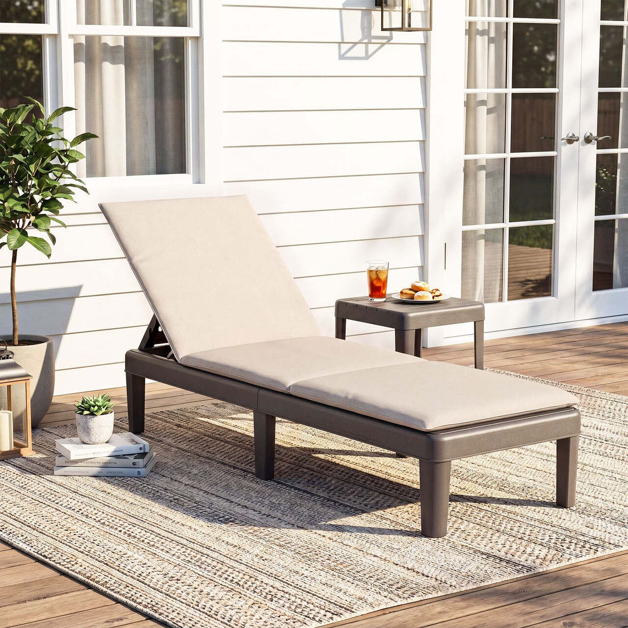Costway Patio Lounge Chair Recliner Chair with 3-Position Adjustable Backrest & Cushion Blue/Gray/Orange/Red/White